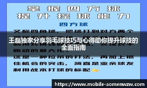 王磊独家分享羽毛球技巧与心得助你提升球技的全面指南